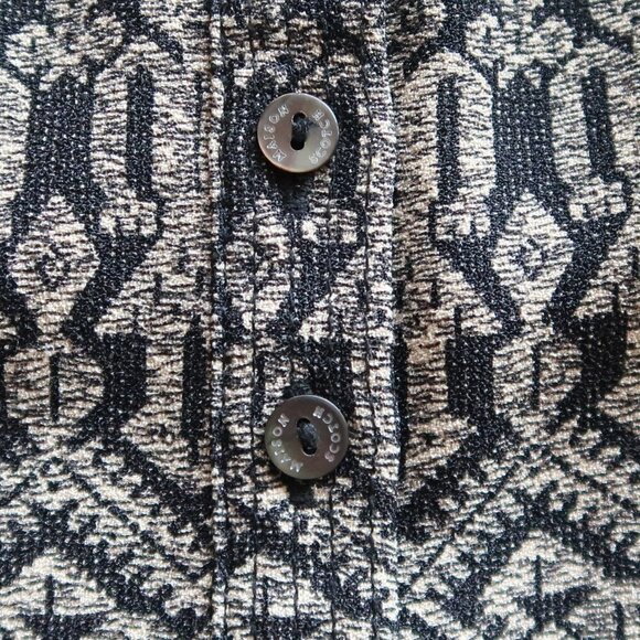 Maison Scotch Black & Cream Print Scoop Neck 3/4 Sleeve Drawstring Mini Dress 8 - Picture 9 of 13